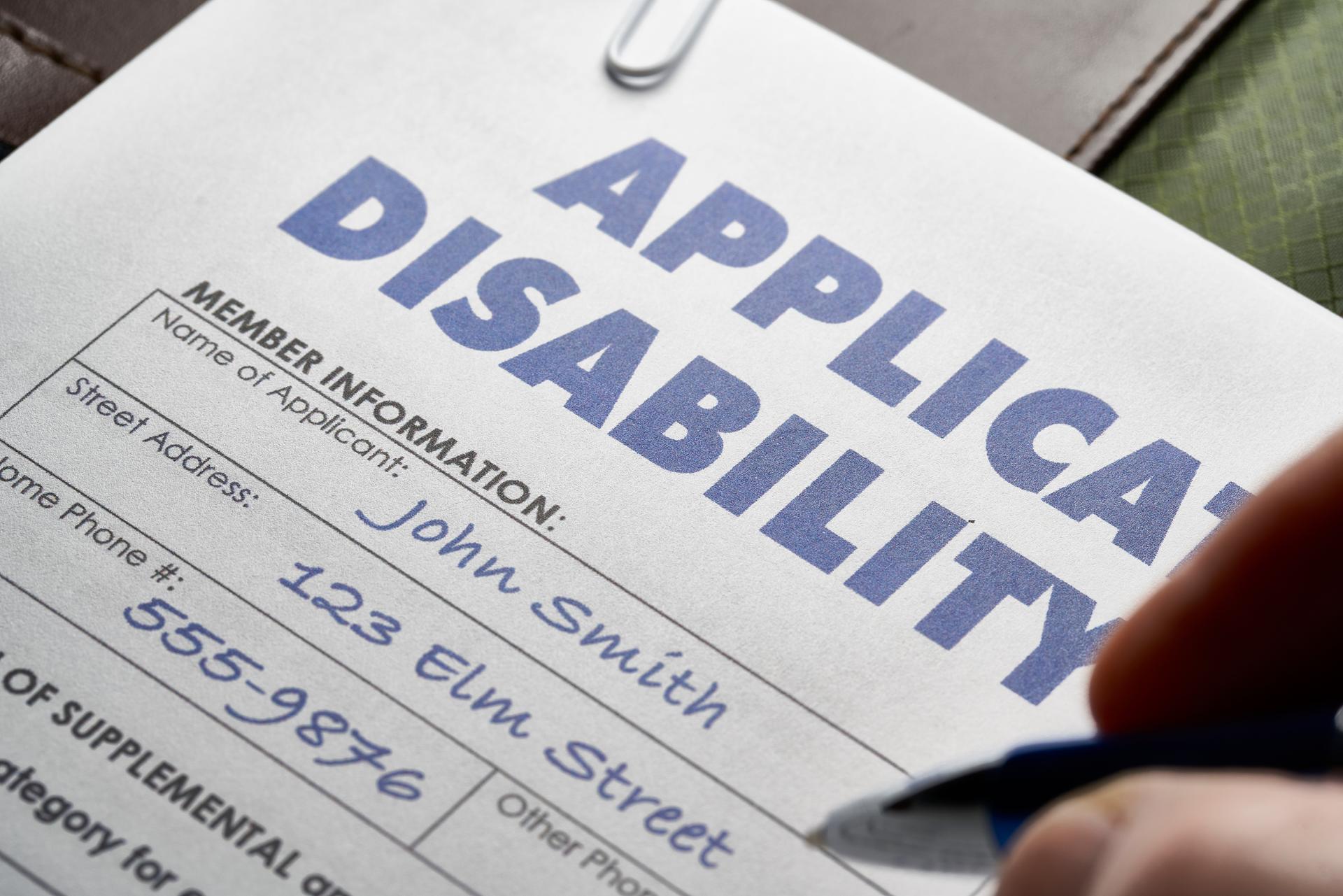 Disability Application form for medical insurance